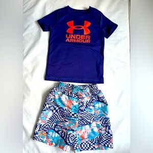 Boys Under Armour swim outfit - top and trunks.